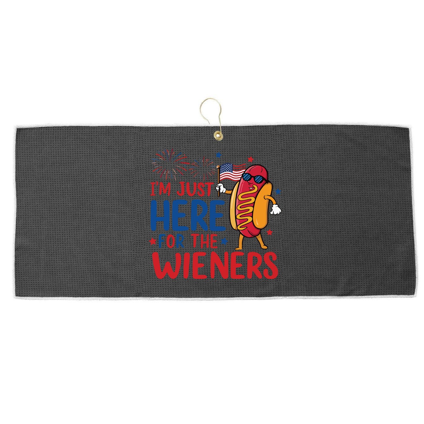 Just Here For The Wieners Large Microfiber Waffle Golf Towel