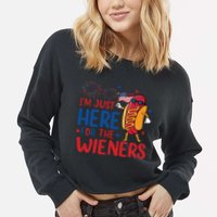 Just Here For The Wieners Cropped Pullover Crew