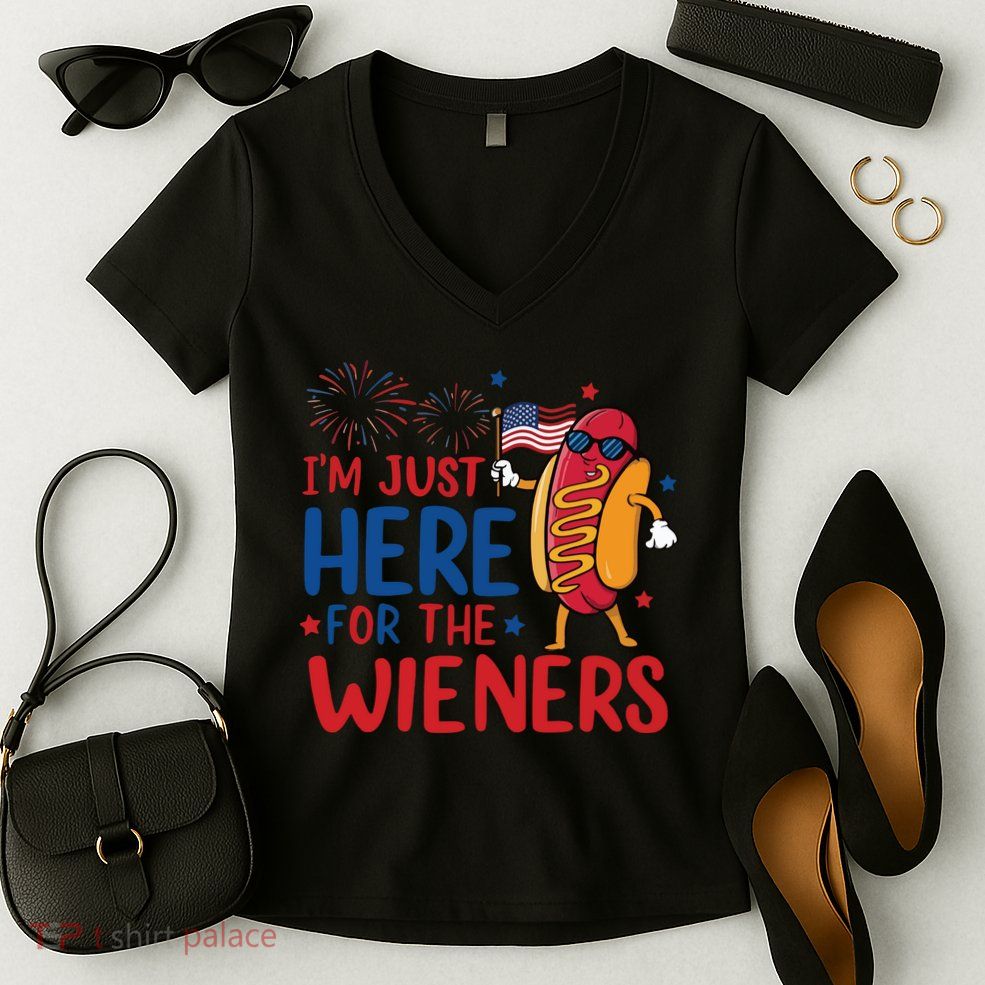 Just Here For The Wieners Women's V-Neck T-Shirt