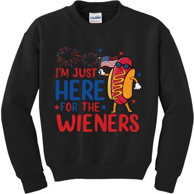 Just Here For The Wieners Kids Sweatshirt