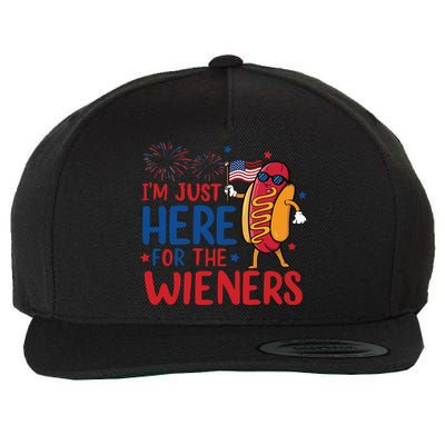 Just Here For The Wieners Wool Snapback Cap