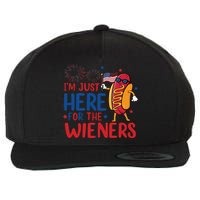 Just Here For The Wieners Wool Snapback Cap