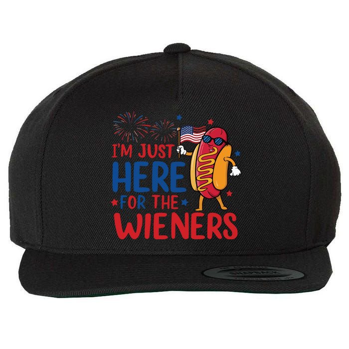 Just Here For The Wieners Wool Snapback Cap