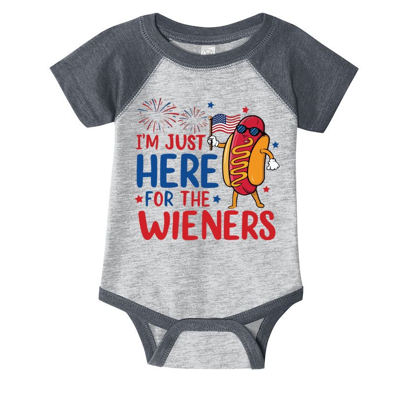 Just Here For The Wieners Infant Baby Jersey Bodysuit
