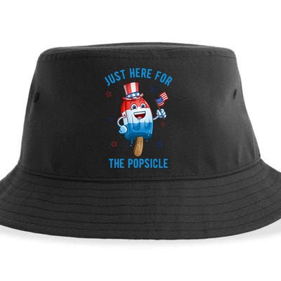 Just Here For The Popsicle 4th Of July Funny Festive Sustainable Bucket Hat