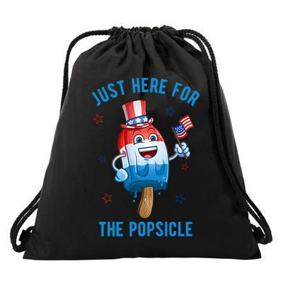 Just Here For The Popsicle 4th Of July Funny Festive Drawstring Bag