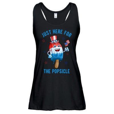 Just Here For The Popsicle 4th Of July Funny Festive Ladies Essential Flowy Tank