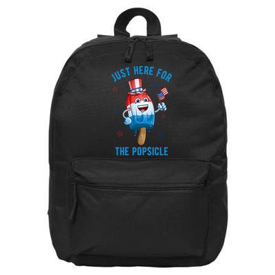 Just Here For The Popsicle 4th Of July Funny Festive 16 in Basic Backpack