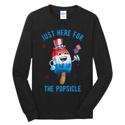 Just Here For The Popsicle 4th Of July Funny Festive Tall Long Sleeve T-Shirt