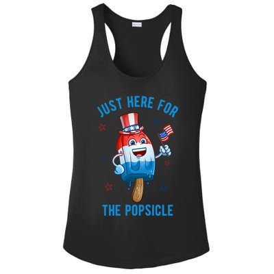 Just Here For The Popsicle 4th Of July Funny Festive Ladies PosiCharge Competitor Racerback Tank