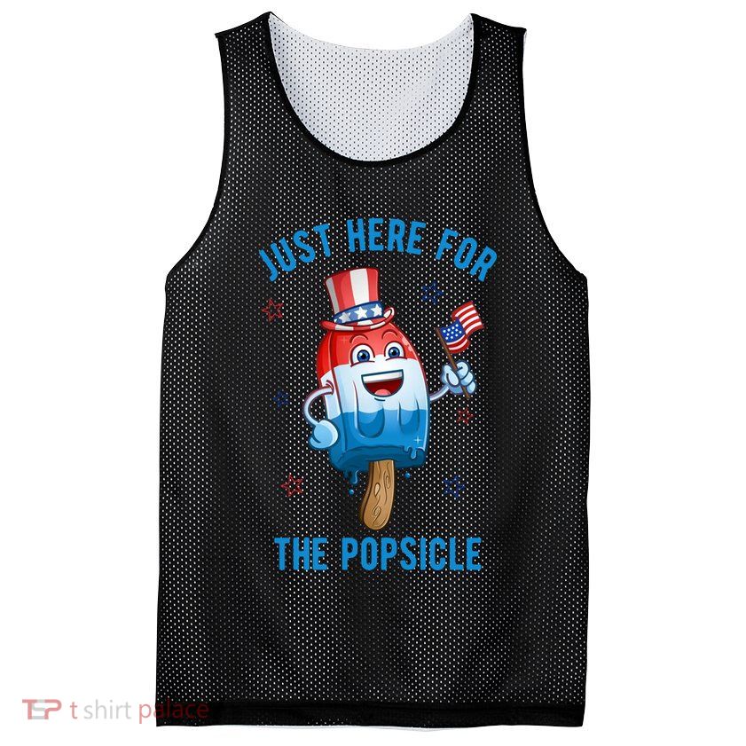 Just Here For The Popsicle 4th Of July Funny Festive Mesh Reversible Basketball Jersey Tank