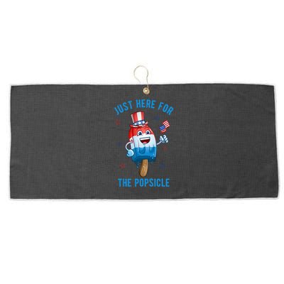 Just Here For The Popsicle 4th Of July Funny Festive Large Microfiber Waffle Golf Towel
