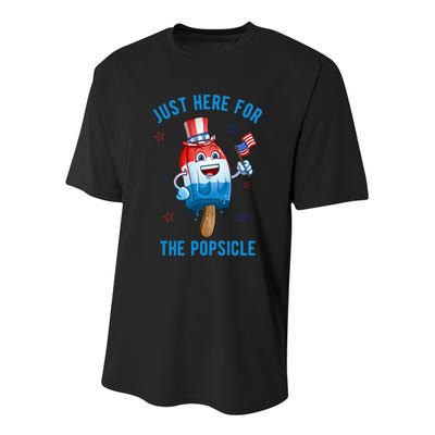 Just Here For The Popsicle 4th Of July Funny Festive Youth Performance Sprint T-Shirt