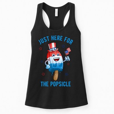 Just Here For The Popsicle 4th Of July Funny Festive Womens Tank Top