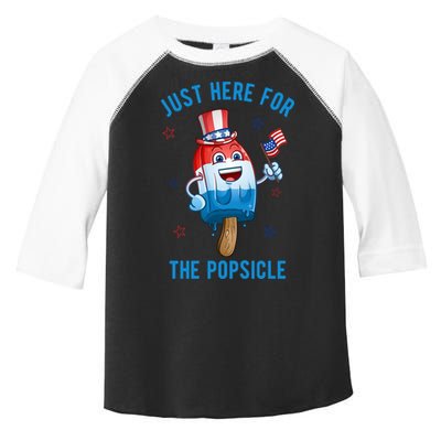 Just Here For The Popsicle 4th Of July Funny Festive Toddler Fine Jersey T-Shirt