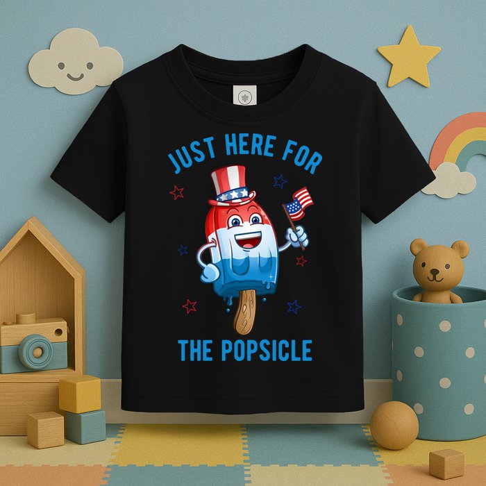 Just Here For The Popsicle 4th Of July Funny Festive Toddler T-Shirt