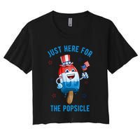 Just Here For The Popsicle 4th Of July Funny Festive Crop Top