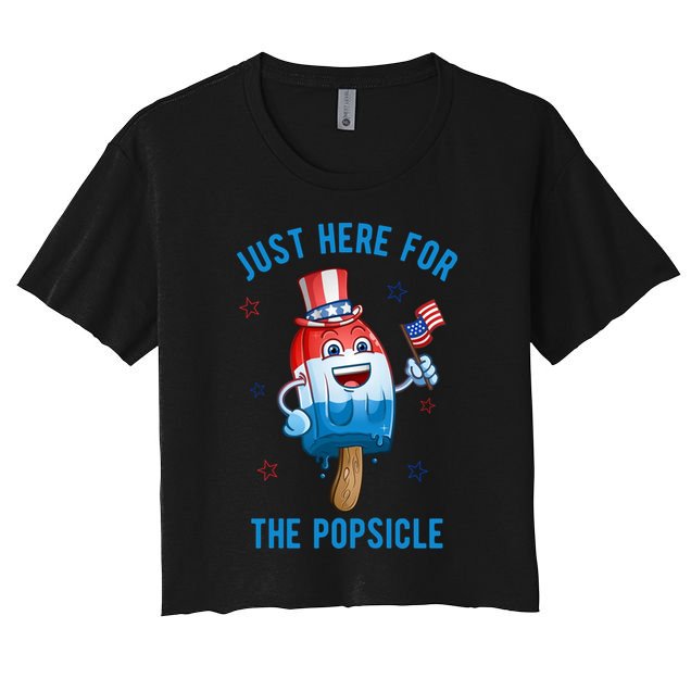 Just Here For The Popsicle 4th Of July Funny Festive Crop Top