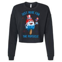 Just Here For The Popsicle 4th Of July Funny Festive Cropped Pullover Crew