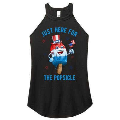 Just Here For The Popsicle 4th Of July Funny Festive Women's Perfect Tri Rocker Tank