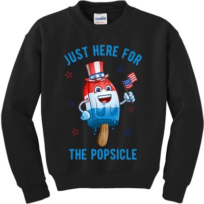 Just Here For The Popsicle 4th Of July Funny Festive Kids Sweatshirt