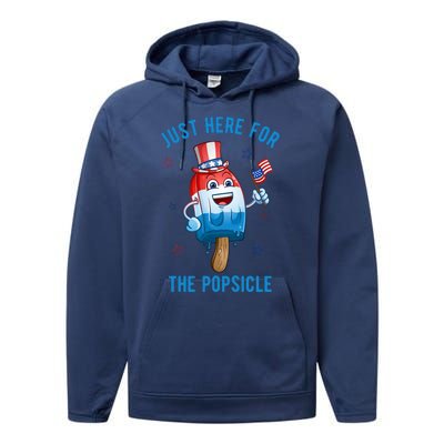 Just Here For The Popsicle 4th Of July Funny Festive Performance Fleece Hoodie