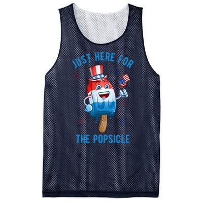 Just Here For The Popsicle 4th Of July Funny Festive Mesh Reversible Basketball Jersey Tank