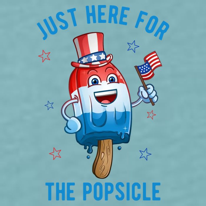 Just Here For The Popsicle 4th Of July Funny Festive Sueded Cloud Jersey T-Shirt