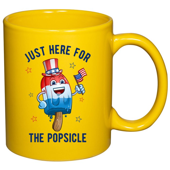 Just Here For The Popsicle 4th Of July Funny Festive 11oz C Handle Ceramic Mug