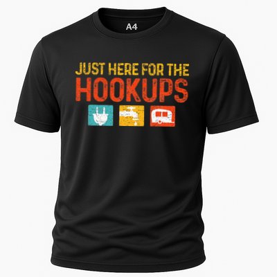 Just Here For The Hookups Motorhome Camping RV Performance Shirt