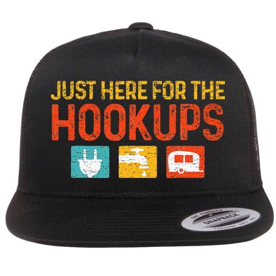 Just Here For The Hookups Motorhome Camping RV Flatbill Hat