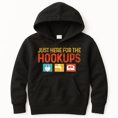 Just Here For The Hookups Motorhome Camping RV Kids Hoodie