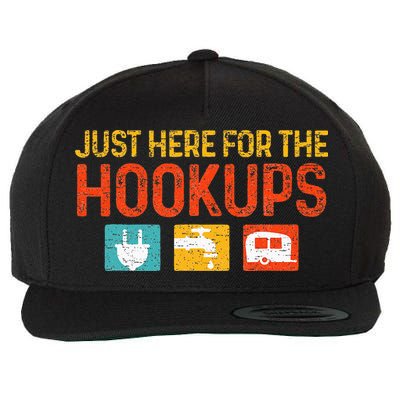 Just Here For The Hookups Motorhome Camping RV Wool Snapback Cap