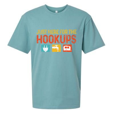 Just Here For The Hookups Motorhome Camping RV Sueded Cloud Jersey T-Shirt