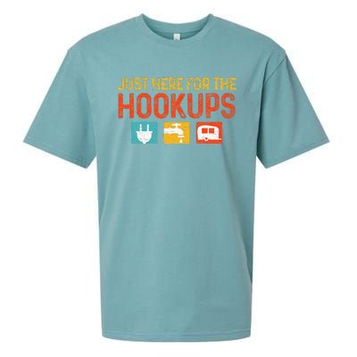 Just Here For The Hookups Motorhome Camping RV Sueded Cloud Jersey T-Shirt