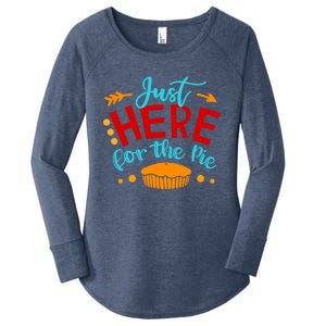 Just Here For The Pie Funny Thanksgiving Holiday Dinner Joke Gift Women's Perfect Tri Tunic Long Sleeve Shirt