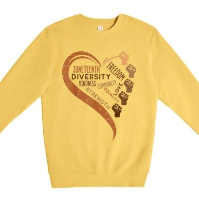 Juneteenth Heart Fists Black History Melanin Premium Crewneck Sweatshirt