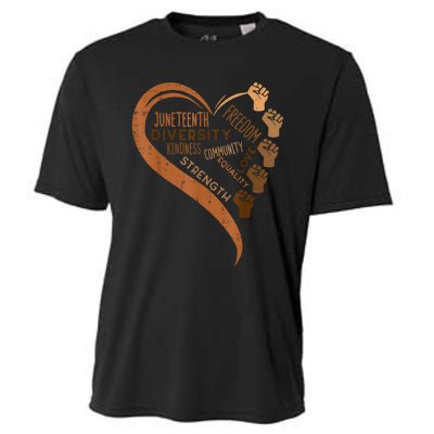 Juneteenth Heart Fists Black History Melanin Cooling Performance Crew T-Shirt