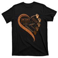 Juneteenth Heart Fists Black History Melanin T-Shirt