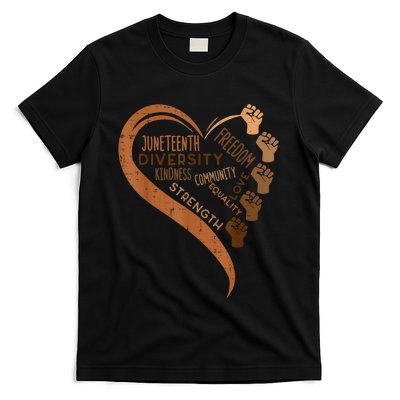 Juneteenth Heart Fists Black History Melanin T-Shirt