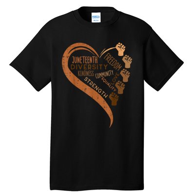 Juneteenth Heart Fists Black History Melanin Tall T-Shirt