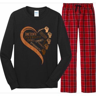 Juneteenth Heart Fists Black History Melanin Long Sleeve Pajama Set