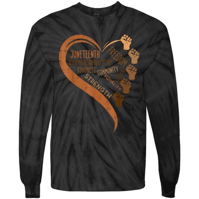 Juneteenth Heart Fists Black History Melanin Tie-Dye Long Sleeve Shirt