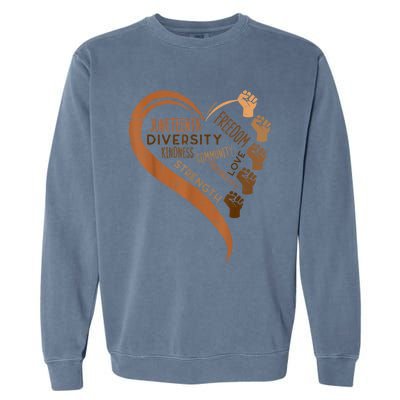 Juneteenth Heart Fists Black History Melanin Garment-Dyed Sweatshirt