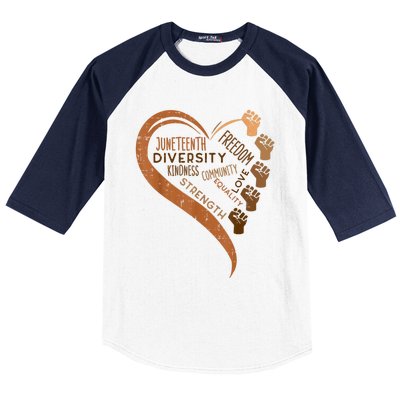 Juneteenth Heart Fists Black History Melanin Baseball Sleeve Shirt