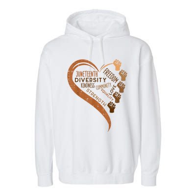 Juneteenth Heart Fists Black History Melanin Garment-Dyed Fleece Hoodie