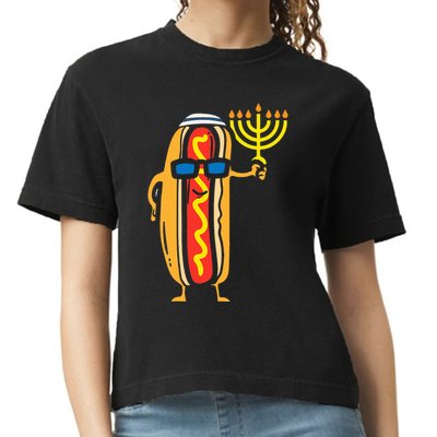 Jewish Hotdog Funny Food Hanukkah Pajamas Chanukah Pjs Us Comfort Colors Boxy T-Shirt