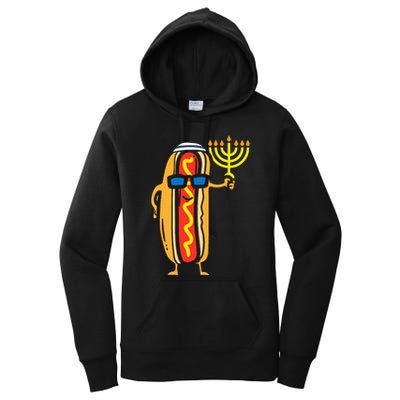 Jewish Hotdog Funny Food Hanukkah Pajamas Chanukah Pjs Us Women's Pullover Hoodie