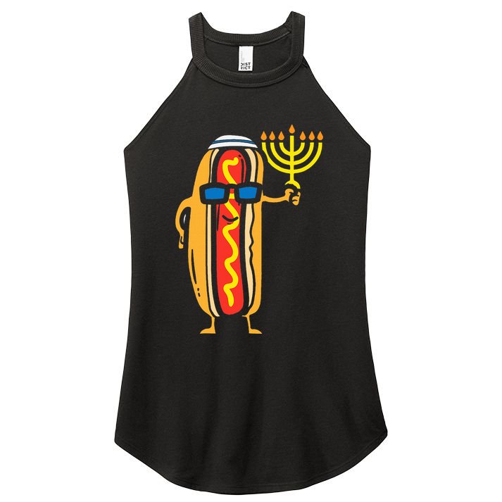 Jewish Hotdog Funny Food Hanukkah Pajamas Chanukah Pjs Us Women's Perfect Tri Rocker Tank