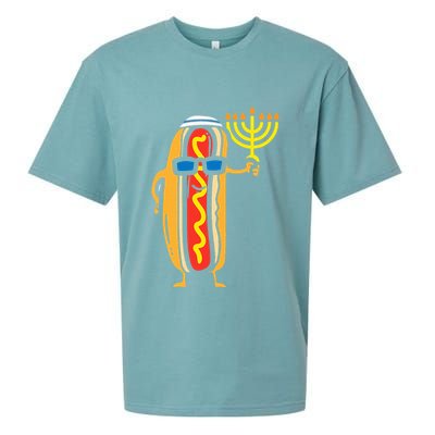 Jewish Hotdog Funny Food Hanukkah Pajamas Chanukah Pjs Us Sueded Cloud Jersey T-Shirt